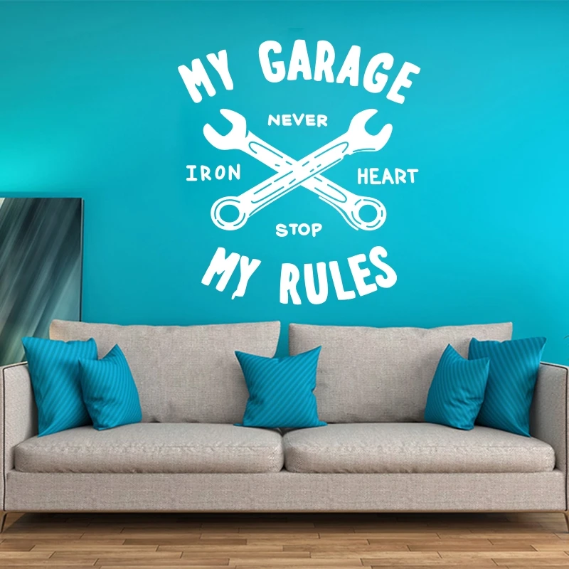 Креативная виниловая наклейка на стену автомобиля My Garage Rules цитаты украшение для