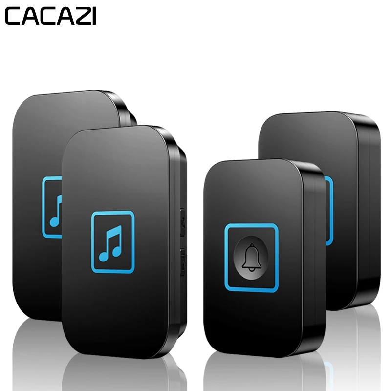 

CACAZI Intelligent Wireless Doorbell Waterproof 2 Button 2 Receiver Smart 300M Remote US EU UK AU Plug Battery LED Light Chime