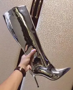 Fashion designer Mirror Boots Pointed Toe Silver Long Booties Knee/ Overknee High Slip On Botas Rihanna Stylish Shoes
Fashion designer Mirror Boots Pointed Toe Silver Long Booties Knee/ Overknee High Slip On Botas Rihanna Stylish Shoes