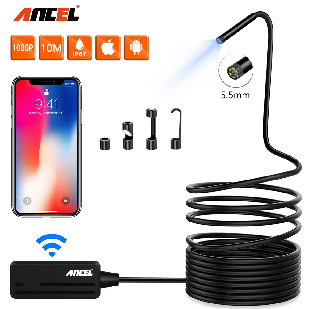 Ancel WIFI 10M Endoscope Camera 5.5mm HD 6500K Waterproof Semi-rigid Borescope Inspection Camera for Android PC IOS
Ancel WIFI 10M Endoscope Camera 5.5mm HD 6500K Waterproof Semi-rigid Borescope Inspection Camera for Android PC IOS