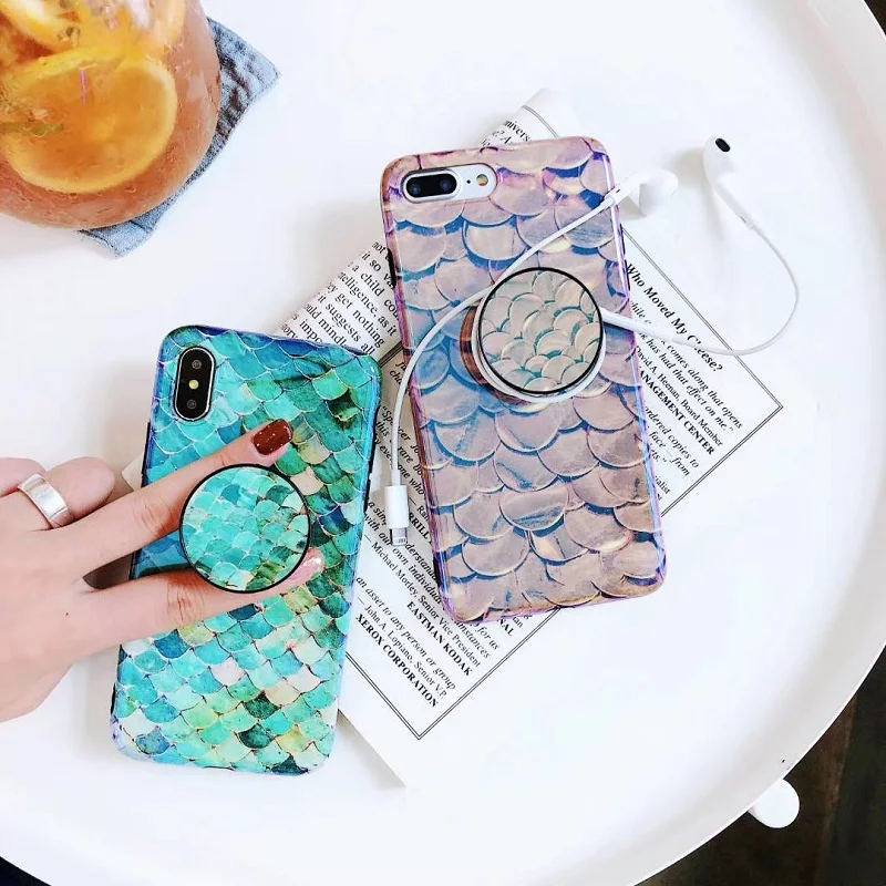 Shiny mermaid scales laser soft phone case for iphone X XR XS Max 6 6s 7 8 7plus Ring air bag Stand holder Grip case back cover
Shiny mermaid scales laser soft phone case for iphone X XR XS Max 6 6s 7 8 7plus Ring air bag Stand holder Grip case back cover