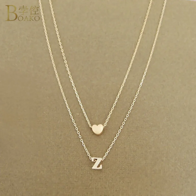BOAKO Tiny Dainty Heart Initial Necklace Double Layer A-Z 26 Letter Necklace Gold Link Chain Name Necklace Jewelry
BOAKO Tiny Dainty Heart Initial Necklace Double Layer A-Z 26 Letter Necklace Gold Link Chain Name Necklace Jewelry