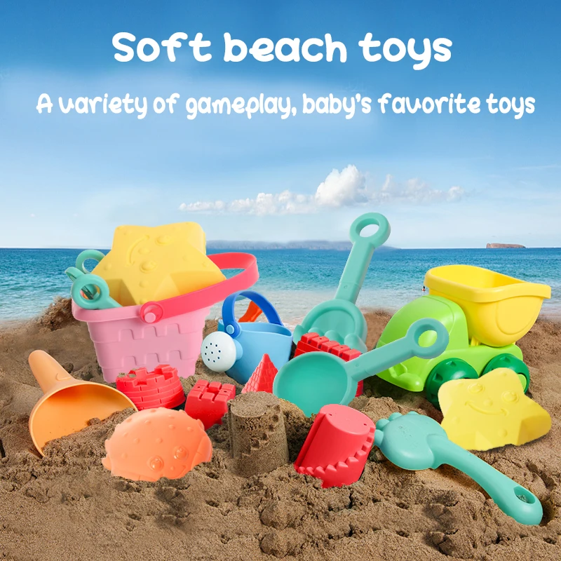 Soft Silicone Beach Toys for children SandBox Set Kit Sea sand bucket Rake Hourglass Water Table play and Fun Shovel mold Summer
Soft Silicone Beach Toys for children SandBox Set Kit Sea sand bucket Rake Hourglass Water Table play and Fun Shovel mold Summer