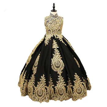 luxurious Custom Made Gold Lace Sleeveless Black Beading Satin High Neck Girl Communion Dresses Pageant Party For Girl Dresses
luxurious Custom Made Gold Lace Sleeveless Black Beading Satin High Neck Girl Communion Dresses Pageant Party For Girl Dresses