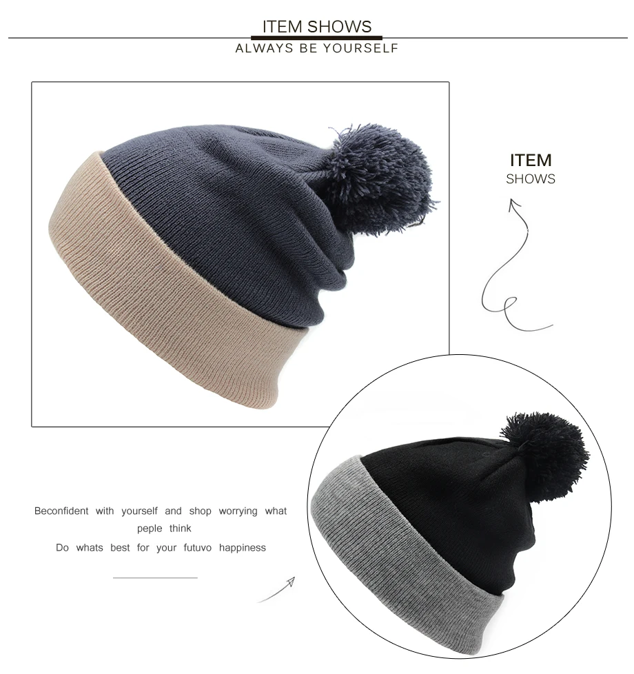 ADK Fashion Female's Beanie Pompoms 2018 Fashion New Winter Headwear Brand High Quality Outdoor Hat For Girls#CAP237 (13)