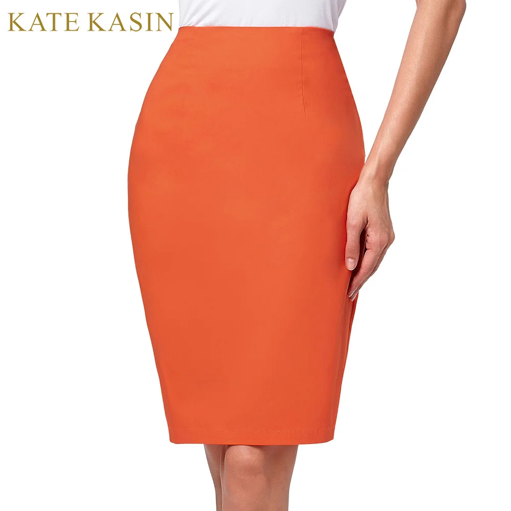 

Kate Kasin Skirt Women Office Work Midi Pencil Skirts Sexy High Waist Stretchy Bodycon Femme Skirts