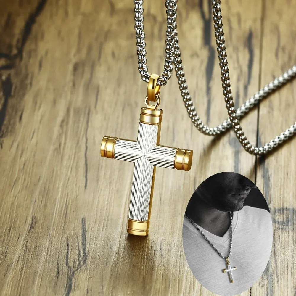 Men's Two Tone Baptism Cross Necklace for Men Stainless Steel White Yellow Crucifix Male Spiritual Jewelry 24 inch
Men's Two Tone Baptism Cross Necklace for Men Stainless Steel White Yellow Crucifix Male Spiritual Jewelry 24 inch
