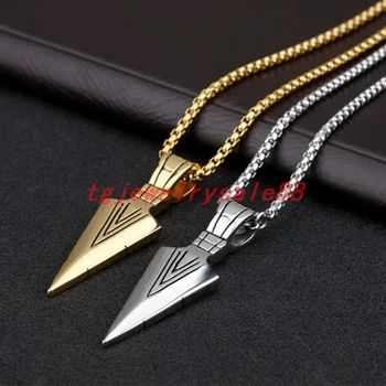 New Arrived Silver Gold Black Color Stainless Steel Arrowhead Pendant Necklace Men's Neck Necklace Jewelry Free Box Chain 24"
New Arrived Silver Gold Black Color Stainless Steel Arrowhead Pendant Necklace Men's Neck Necklace Jewelry Free Box Chain 24"