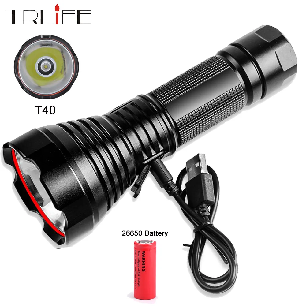 USB Rechargeable Ultra Powerful LED Flashlight 18650 26650 Camping Hiking Emergency Fishing Torch Lantern Searchlight T40
USB Rechargeable Ultra Powerful LED Flashlight 18650 26650 Camping Hiking Emergency Fishing Torch Lantern Searchlight T40