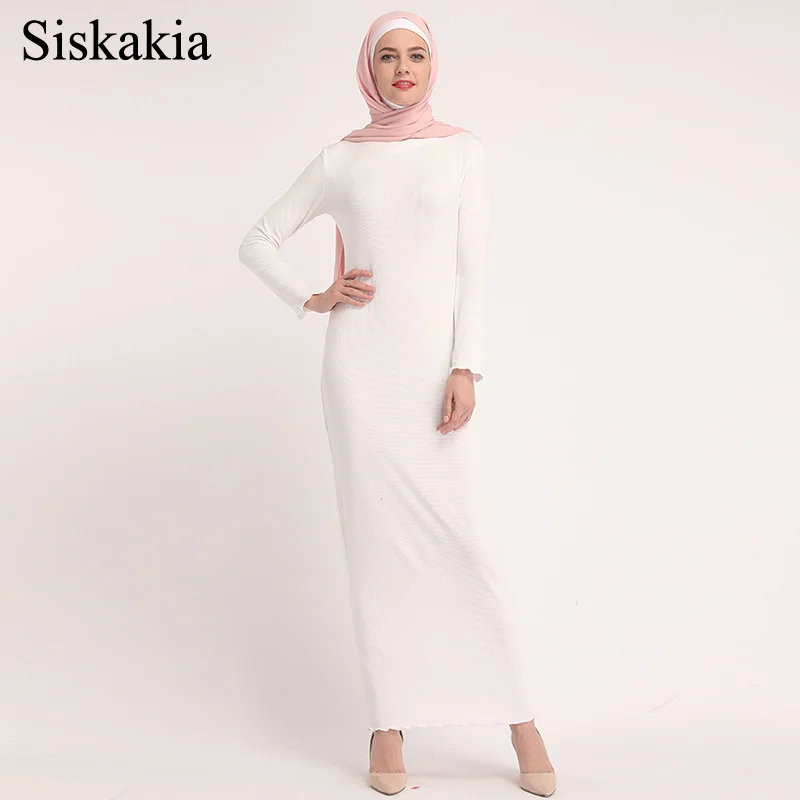 Siskakia Ladies Solid Pencil Long Dress Muslim Long Sleeve O-Neck Wavy Edge Slim Dresses Eid High Waist Women Clothing 2019 New
Siskakia Ladies Solid Pencil Long Dress Muslim Long Sleeve O-Neck Wavy Edge Slim Dresses Eid High Waist Women Clothing 2019 New