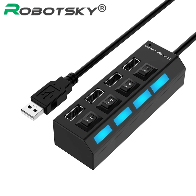 High Speed USB 2.0 Hub USB Splitter 4 Port USB Hub 2.0 With Independent Switch For Laptop Computer Tablet Notebook
High Speed USB 2.0 Hub USB Splitter 4 Port USB Hub 2.0 With Independent Switch For Laptop Computer Tablet Notebook