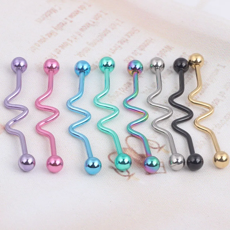1Pcs Puncture Of Stainless Steel Multicolor Spring Ear Bone Nail With Wave Shaped Tongue Nail Human Puncture Jewelry
1Pcs Puncture Of Stainless Steel Multicolor Spring Ear Bone Nail With Wave Shaped Tongue Nail Human Puncture Jewelry