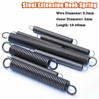 10Pcs Small Extension Spring Wire Diameter 0.3mm Steel Tension Spring With Hooks Outer Diameter 3mm Length 10-60mm
10Pcs Small Extension Spring Wire Diameter 0.3mm Steel Tension Spring With Hooks Outer Diameter 3mm Length 10-60mm