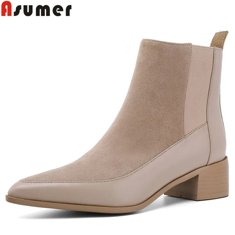 ASUMER 2020 new ankle boots for women pointed toe zip genuine leathers boots square heels shoes autumn winter boots women
ASUMER 2020 new ankle boots for women pointed toe zip genuine leathers boots square heels shoes autumn winter boots women