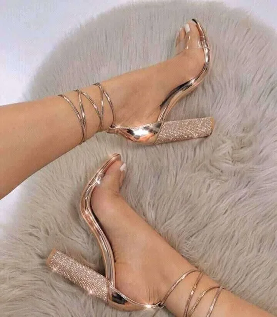 Trendy Rose Gold 11cm Lace Up Ankle Strap Sandals Women PVC Bling-bling HighHeelComfy Wear Block Chunky Heel Dress Shoes Hotsell
Trendy Rose Gold 11cm Lace Up Ankle Strap Sandals Women PVC Bling-bling HighHeelComfy Wear Block Chunky Heel Dress Shoes Hotsell
