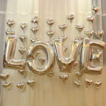 4pcs silver letters "LOVE" + 40pcs heart balloons wedding party decoration Balloon Kit Adults Birthday Party Supplies
4pcs silver letters "LOVE" + 40pcs heart balloons wedding party decoration Balloon Kit Adults Birthday Party Supplies