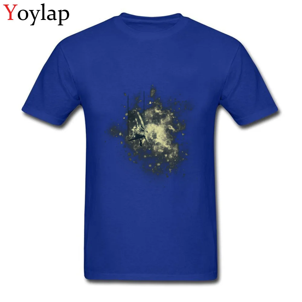100% Cotton T Shirts for Men Short Sleeve Printed On Tops Shirts Retro Summer Autumn Summer Space Painters Round Collar Tee Shirt blue