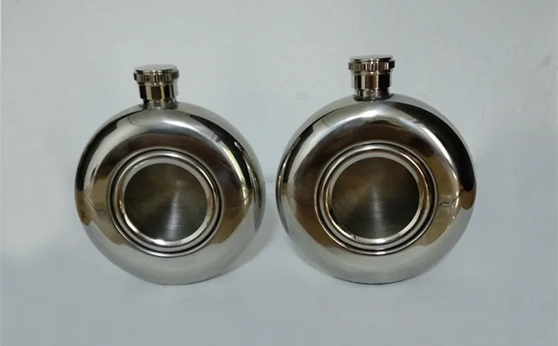 Description Picture 2 of item5oz Stainless Steel Hip Flask Pocket Flagon Whiskey Vodka Bottle Single-sided Round Glass Russia Portable Fashion Flagon