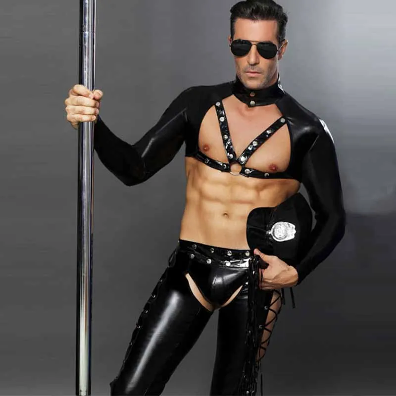 3 pcs Sexy Costumes Mens Police Cosplay Black Vinyl Leather Police Uniforms Plus Size Erotic Halloween Club Pole Dance Suits Men
3 pcs Sexy Costumes Mens Police Cosplay Black Vinyl Leather Police Uniforms Plus Size Erotic Halloween Club Pole Dance Suits Men