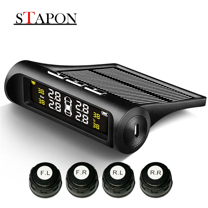 STAPON Tire external Pressure Monitoring System Solar Charging HD Digital LCD Display Auto Alarm Wireless With 4 Sensor TA-2
STAPON Tire external Pressure Monitoring System Solar Charging HD Digital LCD Display Auto Alarm Wireless With 4 Sensor TA-2