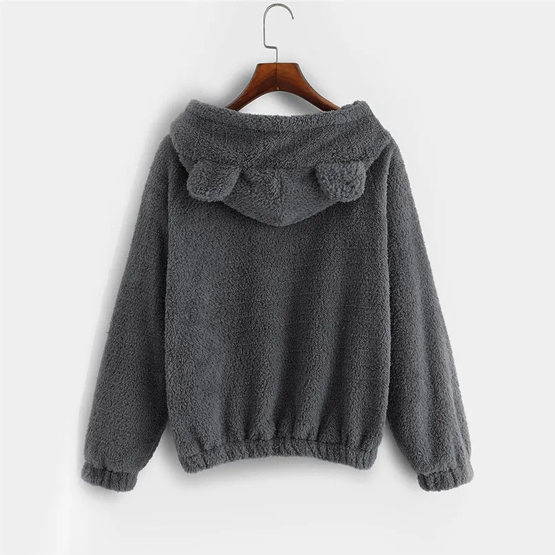 Cute Harajuku Womens Sweatshirts Hoodie Crop Tops Solid Cat Ear Long Sleeve Cropped Sweatshirt Hooded Pullover Moletom 40OC511