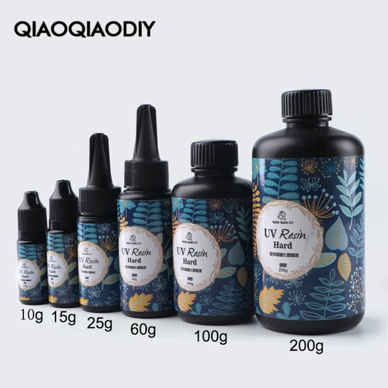 Qiaoqiaodiy твердая УФ смола оптовая продажа 6 размеров быстроотверждаемая прозрачная