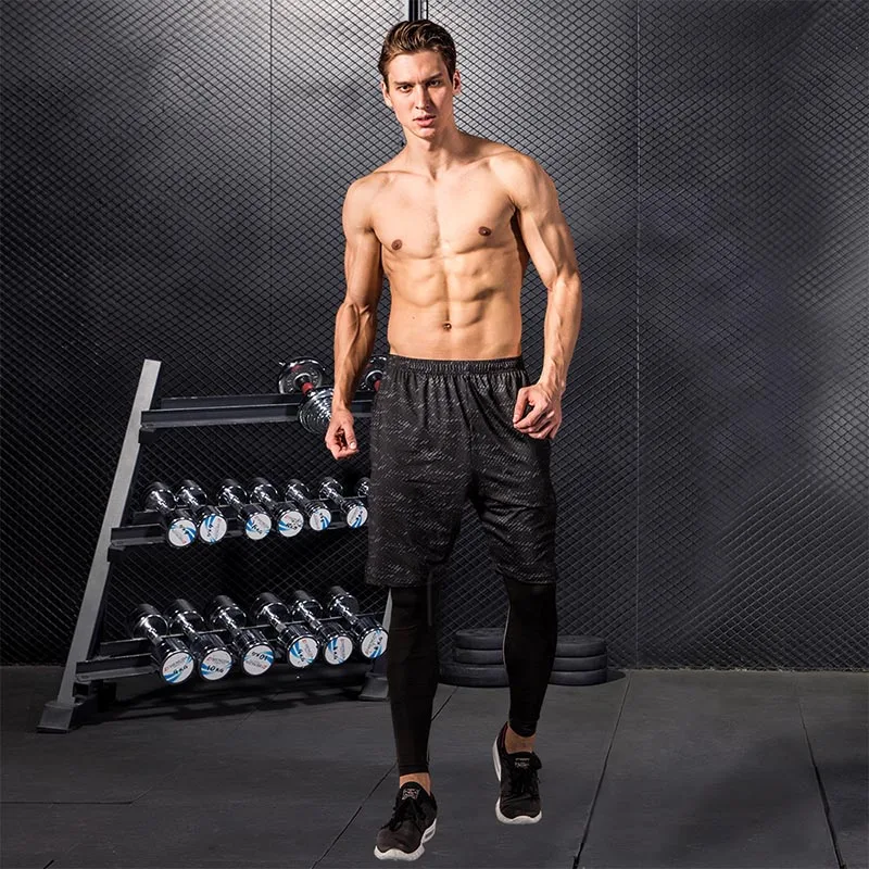 Men's five-point recreational sports pants stretch breathable fast-drying shorts fitness running | Спорт и развлечения