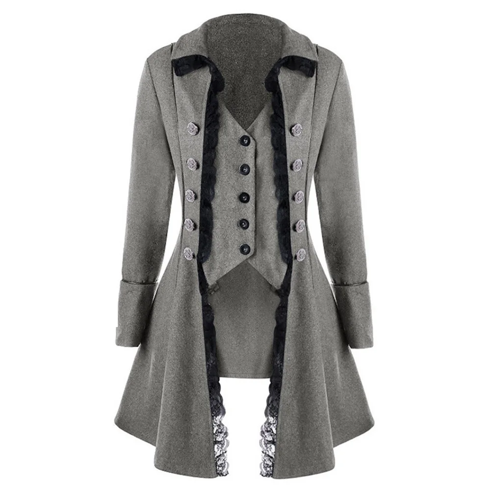 Women Tailcoat Vintage Gothic Jacket retro Lace Button Long sleeve Victorian coat Plus size Gothic Rock cosplay Steampunk Coat
Women Tailcoat Vintage Gothic Jacket retro Lace Button Long sleeve Victorian coat Plus size Gothic Rock cosplay Steampunk Coat
