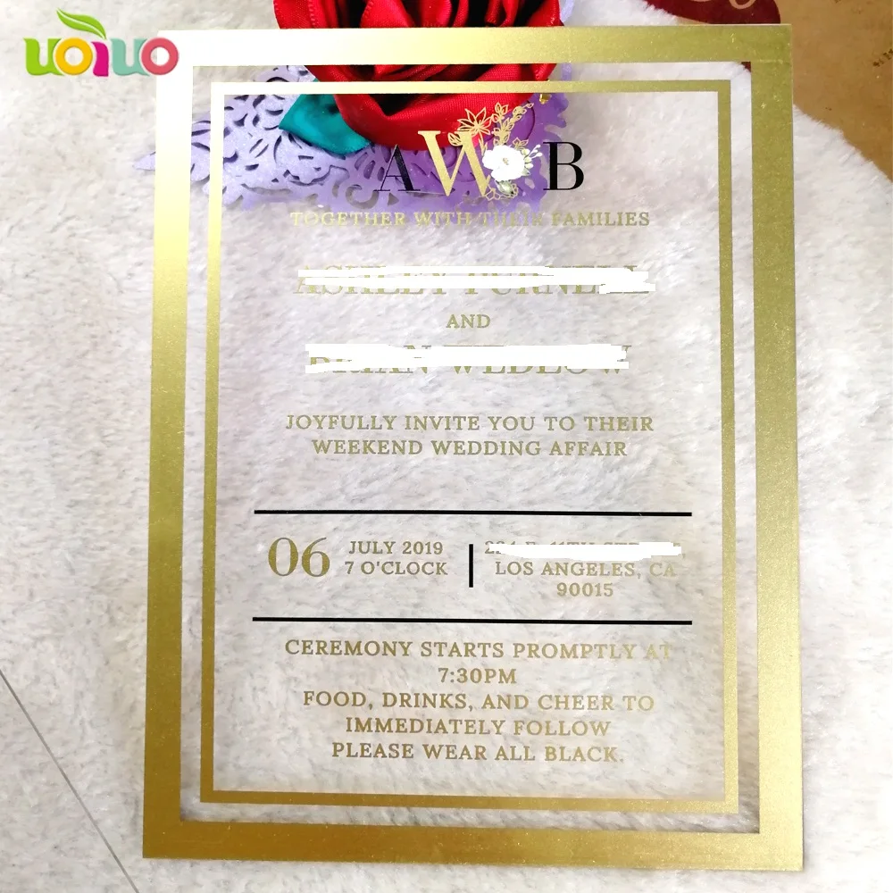 2019 hot sale custom colorful printing with gold foil printing acrylic card birthday wedding invitation card
2019 hot sale custom colorful printing with gold foil printing acrylic card birthday wedding invitation card