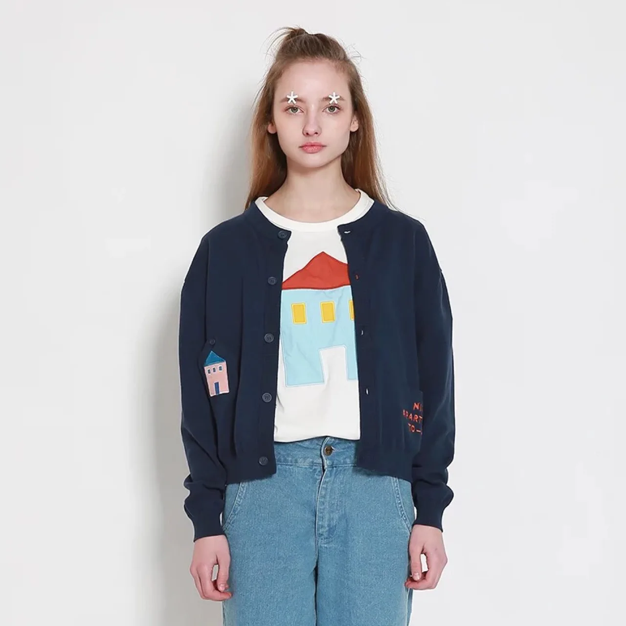 Construction Series Sweet Loose Sweater Long Sleeve Preppy Style O-Neck Cardigan Navy Blue Cute Embroidery
Construction Series Sweet Loose Sweater Long Sleeve Preppy Style O-Neck Cardigan Navy Blue Cute Embroidery