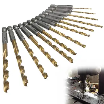 13pcs/set High Speed Steel Twist Drill Bit for Metal Titanium Coated Drill 1/4 Hex Shank 1.5- 6.5mm Power Tools 1567
13pcs/set High Speed Steel Twist Drill Bit for Metal Titanium Coated Drill 1/4 Hex Shank 1.5- 6.5mm Power Tools 1567
