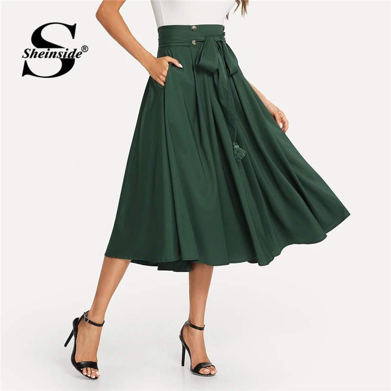 Sheinside Green Elegant Button Detail Midi Skirt Women 2019 Spring Fringe Lace Up High Waist Skirts Ladies Solid Flared Skirt
Sheinside Green Elegant Button Detail Midi Skirt Women 2019 Spring Fringe Lace Up High Waist Skirts Ladies Solid Flared Skirt