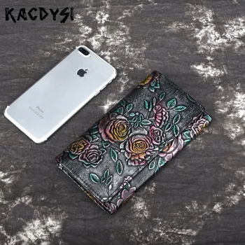 Real Leather Handmade Retro Long Women Wallet Trifold Hand Colored Embossed Wallet Leather Large Ladies Clutch Purse Card Holder
Real Leather Handmade Retro Long Women Wallet Trifold Hand Colored Embossed Wallet Leather Large Ladies Clutch Purse Card Holder