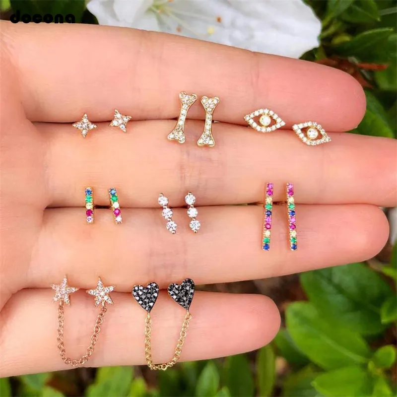 docona Colorful Crystal Bone Eye Star Heart Stud Earrings Set for Women Tiny Star Geometric Studs Earring 7pair /1set 8076
docona Colorful Crystal Bone Eye Star Heart Stud Earrings Set for Women Tiny Star Geometric Studs Earring 7pair /1set 8076