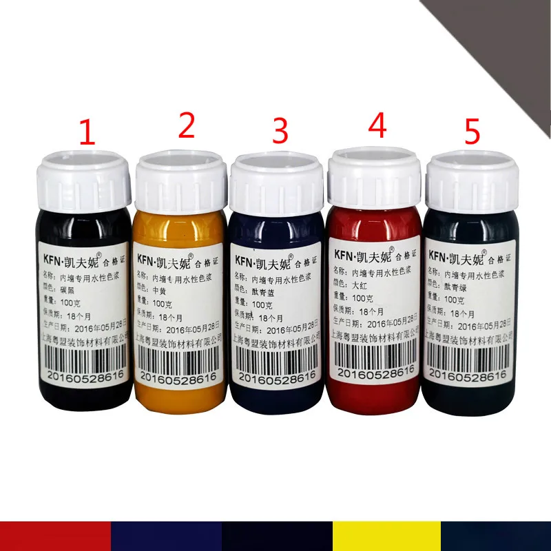 Free shipping 5colors 100g/bottle concentrated waterborne interior wall colorant latex paint coloring
Free shipping 5colors 100g/bottle concentrated waterborne interior wall colorant latex paint coloring