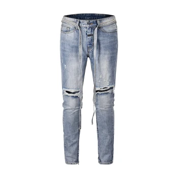 QoolXCWear High Street jeans men hole damaged Distressed blue jeans ankle zipper Long denim belt jeans men pants
QoolXCWear High Street jeans men hole damaged Distressed blue jeans ankle zipper Long denim belt jeans men pants
