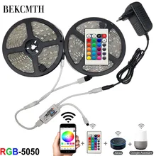 BEKCMTH 5m 10m 15m wifi LED Şerit Işık RGB Su Geçirmez SMD 5050 RGBW/RGBWW LED Şerit Bant DC 12V + Uzaktan Kumanda + Adaptörü AB(China)