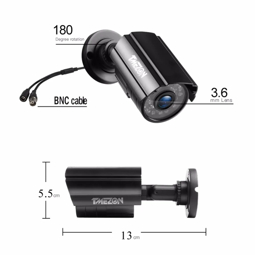 Камера видеонаблюдения TMEZON водонепроницаемая инфракрасная камера