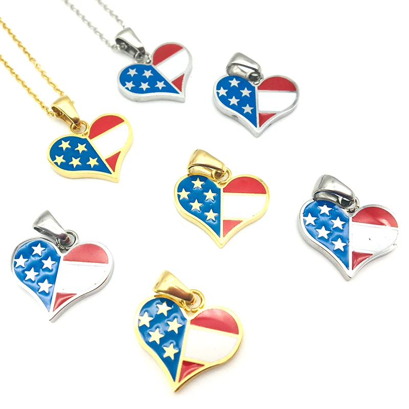 1Pcs US Flag Stainless Steel Necklace Pendants Finding For DIY Jewelry Women Making Charm Heart Necklaces Accessories Bedels
1Pcs US Flag Stainless Steel Necklace Pendants Finding For DIY Jewelry Women Making Charm Heart Necklaces Accessories Bedels