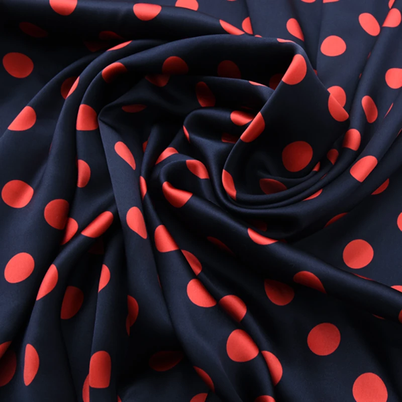140CM Wide 19MM Orange Red Dots Print Dark Blue Silk Crepe Plain Fabric for Summer and Spring Dress Shirt Clothes Pant H523
140CM Wide 19MM Orange Red Dots Print Dark Blue Silk Crepe Plain Fabric for Summer and Spring Dress Shirt Clothes Pant H523