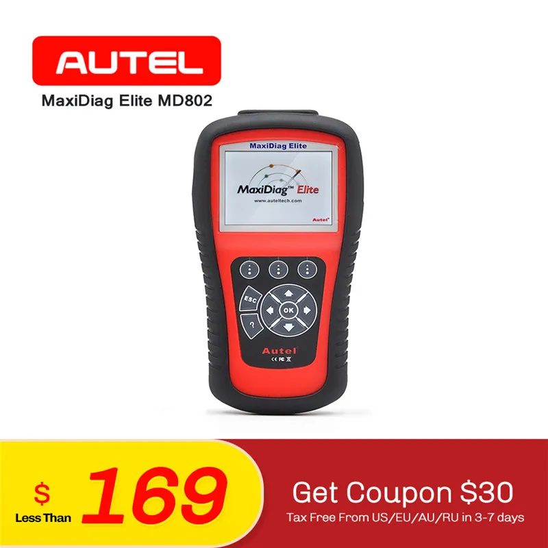 AUTEL Maxidiag Elite MD802 OBD2 Scanner Code Reader EPB Oil Reset ABS SRS Engine CAN EOBD Automotive Car Diagnostic Tool
AUTEL Maxidiag Elite MD802 OBD2 Scanner Code Reader EPB Oil Reset ABS SRS Engine CAN EOBD Automotive Car Diagnostic Tool