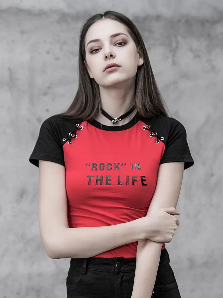 Punk Rave Women's T-shirt Slim Fit Elastic Printed Daily Style Short Sleeve T-shirt
Punk Rave Women's T-shirt Slim Fit Elastic Printed Daily Style Short Sleeve T-shirt