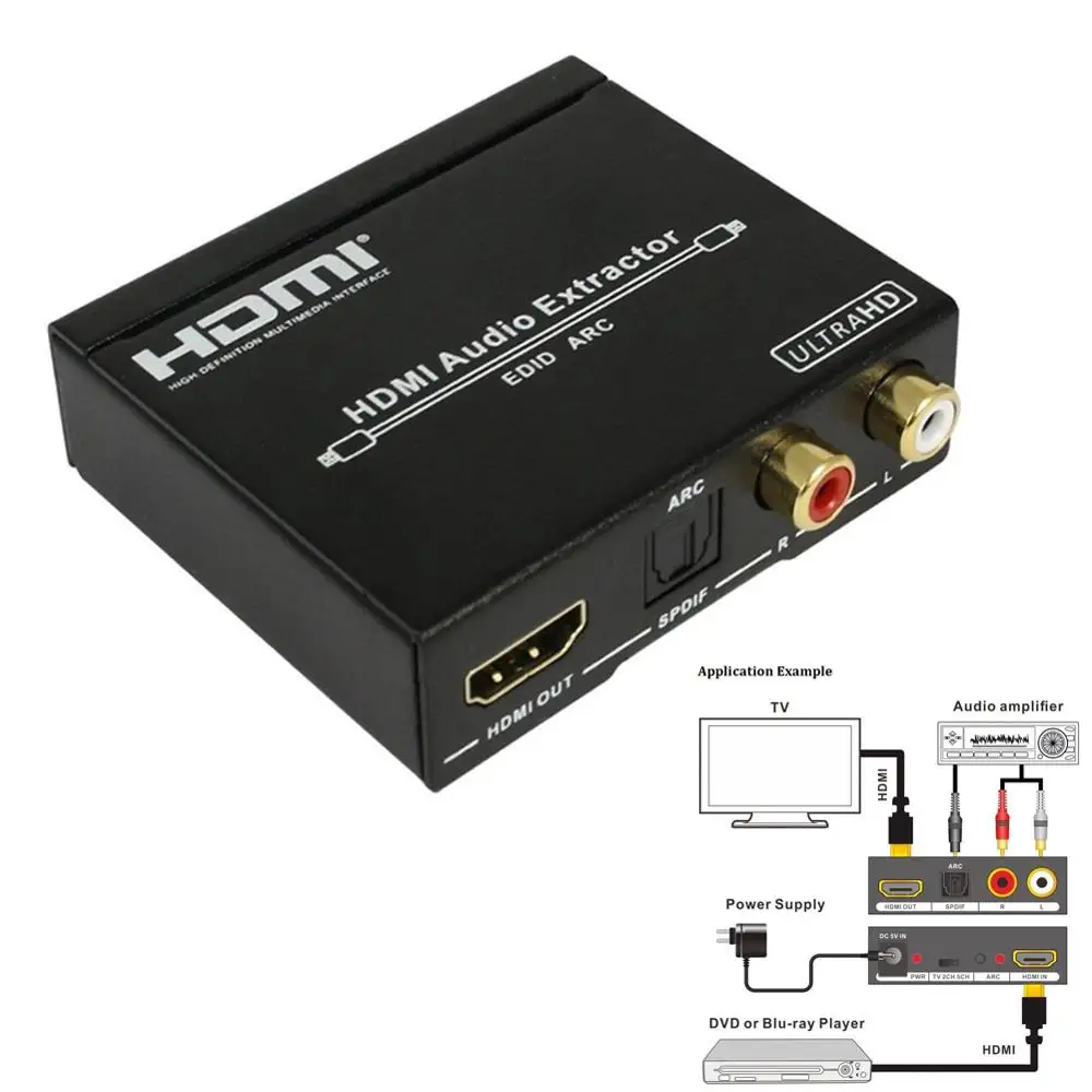 HDMI Audio Extractor Splitter 4Kx2K Ultra HD HDMI ARC adapter HDMI to HDMI+SPDIF+ ARC L/R Stereo Audio Converter
HDMI Audio Extractor Splitter 4Kx2K Ultra HD HDMI ARC adapter HDMI to HDMI+SPDIF+ ARC L/R Stereo Audio Converter