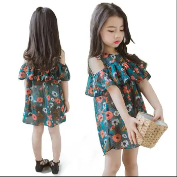 Girls dress 2018 new Korean summer girl bare shoulder straps floral ruffled princess children chiffon dress
Girls dress 2018 new Korean summer girl bare shoulder straps floral ruffled princess children chiffon dress