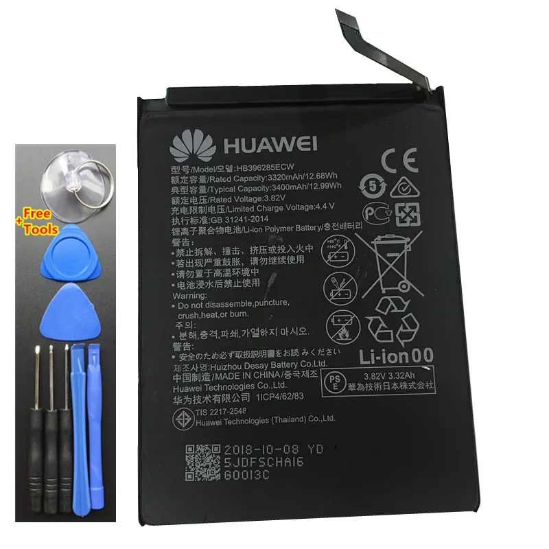 New Original 3400mAh HB396285ECW Battery For Huawei P20 For Honor 10 COL-AL00 COL-AL10 COL-TL00 COL-TL10 COL-L29 Battery + Tools
New Original 3400mAh HB396285ECW Battery For Huawei P20 For Honor 10 COL-AL00 COL-AL10 COL-TL00 COL-TL10 COL-L29 Battery + Tools