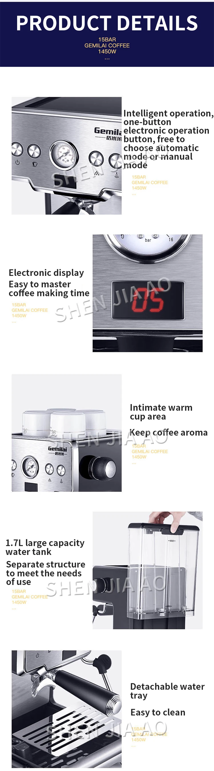 CRM3605 15bar Italian Coffee Machine for Home Coffee Maker Espresso Maker Semi-Automatic Pump Type Cappuccino Milk Bubble Maker CRM3605 15bar Italian Coffee Machine for Home Coffee Maker Espresso Maker Semi-Automatic Pump Type Cappuccino Milk Bubble Maker