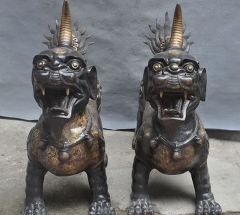 China bronze fengshui pixiu Unicorn beast Evil spirits Guardian door statue pair
China bronze fengshui pixiu Unicorn beast Evil spirits Guardian door statue pair