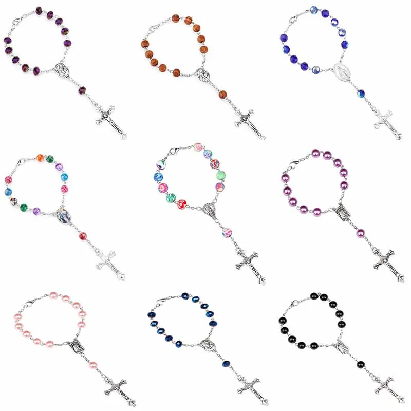 10 Colors 8mm Crystal Glass Beads Catholic Short Rosary Bracelets Cross Pendant Women Beaded Bracelet Religious Jewelry Gift
10 Colors 8mm Crystal Glass Beads Catholic Short Rosary Bracelets Cross Pendant Women Beaded Bracelet Religious Jewelry Gift