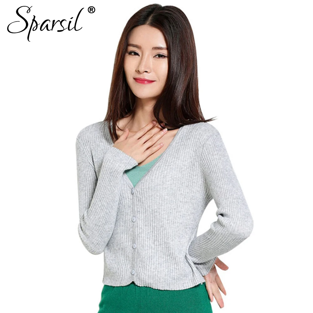 Sparsil Women's Summer Single Breasted V-Neck Cashmere Blend Knitted Sweaters Solid Full Sleeve Cardigans Knitwear Jumpers
Sparsil Women's Summer Single Breasted V-Neck Cashmere Blend Knitted Sweaters Solid Full Sleeve Cardigans Knitwear Jumpers