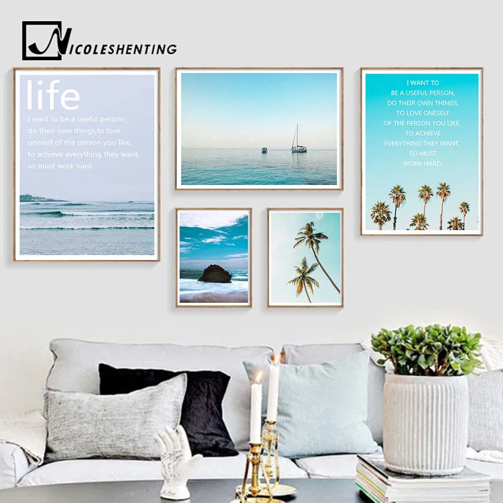 Ocean Waves Coconut Tree Landscape Canvas Poster Motivational Life Quote Wall Art Print Noridc Decoration Painting Picture
Ocean Waves Coconut Tree Landscape Canvas Poster Motivational Life Quote Wall Art Print Noridc Decoration Painting Picture